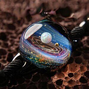 Hand Blown Glass Pendant Cosmic; Celestial Jewelry Galaxy Pendant/Space Bracelet